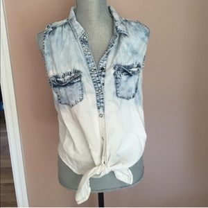 Cropped Denim Tie Top